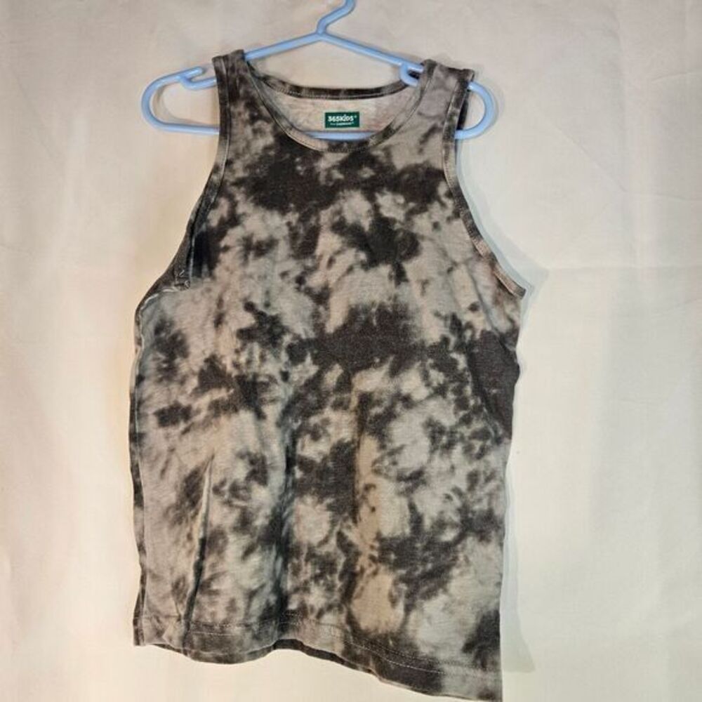 365kids Trendy Tie-Dye Tank Top Black & White‎ Cotton Casual Summer Youth Size 6